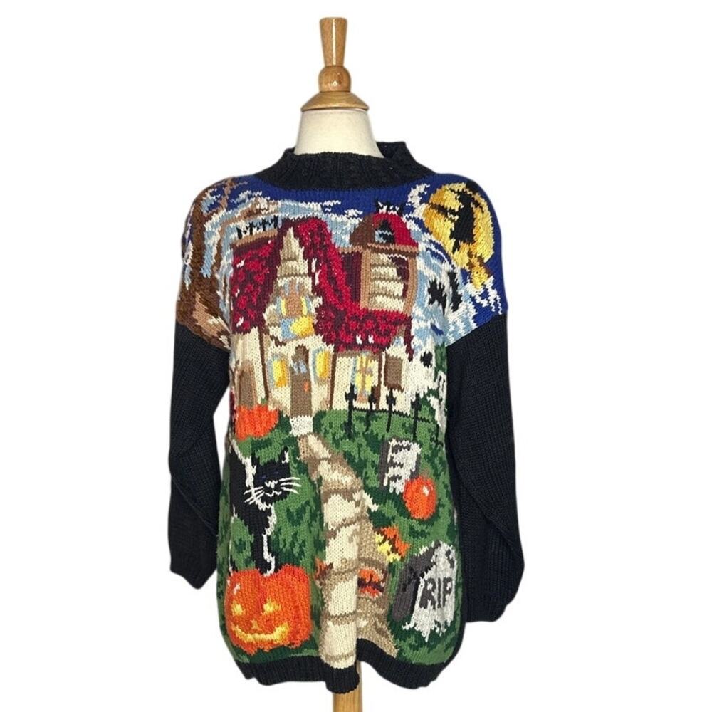 Heirloom Collectibles Vintage Halloween Knit Sweater Ugly Sweater Tacky Ghost
